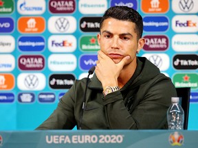 Portugal's Cristiano Ronaldo during a press conference in Budapest.