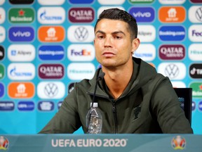 Portugal's Cristiano Ronaldo is pictured during a Euro 2020 press conference at Puskas Arena in Budapest on June 14, 2021.