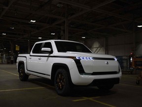 (FILES) In this file photo taken on October 15, 2020 Lordstown Motors, unveils their new electric pickup truck Endurance in Lordstown, Ohio. The old GM factory has been acquired by Lordstown Motors, an electric truck startup. - Electric truck startup Lordstown Motors said June 8, 2021 it lacks sufficient capital to begin commercial production and warned about the ability to keep operating.