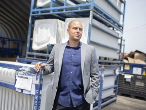 Jonathon Azzopardi, CEO of Laval International, stands in front of parts ready to be shipped, on Thursday, June 24, 2021.