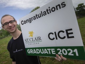 Duncan Phelps, 23, a St. Clair College student in the Community Integration through Co-operative Education (CICE) program, is pictured on Friday, June 18, 2021.  Students in the CICE program received year-end awards for participating in an Enactus project that won national recognition.
