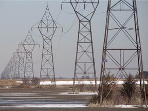 Hydro lines north of Tilbury, Ontario, pictured on Feb. 25, 2021, are located on Hydro One's Route 2A, the preferred route for the Chatham to Lakeshore Transmission Line.