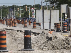 Construction is shown on Thursday, June 17, 2021 on Lauzon Parkway south of Tecumseh Road.