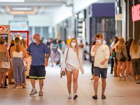 Shoppers visit Devonshire Mall in Windsor, Ontario, on June 30, 2021.