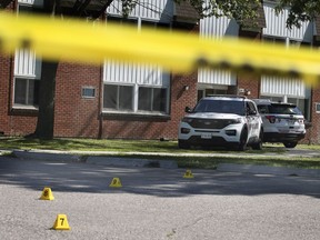 A Windsor police vehicle and crime scene tape in the 2600 block of Sycamore Drive on June 16, 2021. The previous night, a violent incident resulted in the stabbing death of a London man.