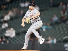 Spencer Turnbull of the Detroit Tigers pitches during the first inning against the Seattle Mariners at T-Mobile Park on May 18, 2021 in Seattle, Washington.