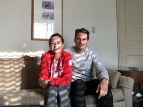 Tecumseh native and Canadian Olympic marathoner Dayna Pidhoresky is shown with husband and coach Josh Seifarth quarantining in her hotel room, and unable to train, despite having repeatedly tested negative for COVID-19.