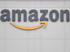 In this file photo the logo of U.S. online retail giant Amazon is seen at the distribution centre in Staten Island in New York, March 30, 2020.