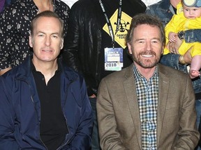 Bob Odenkirk and Bryan Cranston attend the "Breaking Bad" 10th Anniversary Reunion/"Better Call Saul" panels with AMC during Comic-Con International 2018 at San Diego Convention Center on July 19, 2018 in San Diego, Calif.