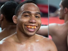 UFC contender John Dodson poses during a media event at Jackson’s Mixed Martial Arts & Fitness Academy on April 8, 2013 in Albuquerque, N.M.