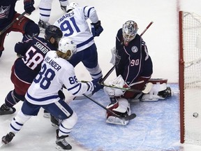 The Columbus Blue Jackets mourned goalie Matiss Kivlenieks at a service Monday. The 24-year-old died of fatal chest trauma during a fireworks display. USA TODAY SPORTS