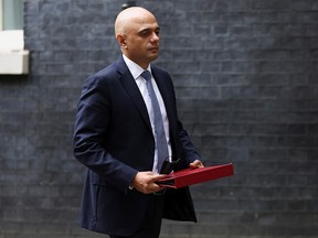 Britain's Health Secretary Sajid Javid walks down Downing Street, in London, June 30, 2021.