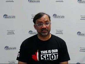 Dr. Wajid Ahmed, Medical Officer of Health for Windsor-Essex, in a virtual news conference on July 30, 2021.