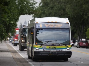 WINDSOR, ONTARIO:. JULY 15, 2021 - The Dougall 6 bus travels south on Dougall Avenue on Thursday, July 15, 2021.