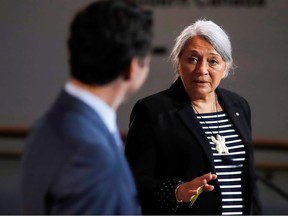 Prime Minister Justin Trudeau attends a news conference with Mary Simon to announce her as the next Governor General of Canada in Gatineau, Quebec, July 6, 2021.