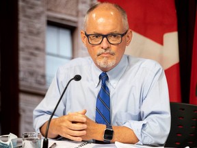 Dr. Kieran Moore attends a press briefing at Queens Park in Toronto on Thursday June 24, 2021. Moore will officially take over the job of Ontario's chief medical officer of the health on June 26.