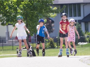 TECUMSEH, ON. Friday, July 2, 2021 -- A group of kids roller blades at Lakewood Park in Tecumseh on Friday, July 2, 2021.