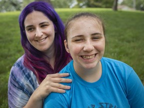 Twelve-year-old Emily Edh, and her mother, Karen Edh, are pictured in a park behind their home in Leamington, on Tuesday, July 13, 2021.