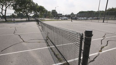 Tennis courts at the Lou Veres Tennis Centre in Forest Glade are shown on Wednesday, July 28, 2021. The tennis courts will be refurbished thanks to $1.8 million in funding from the city for three east-end parks.