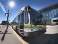 A Transit Windsor bus at the downtown bus station in March 2021.