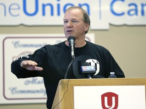 Unifor Local 200 President John D'Agnolo speaks during a news conference on Thursday, May 7, 2020, in Windsor.
