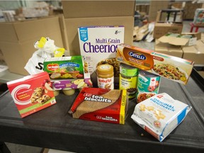 The contents of one box of food for the United Way Summer Eats Program is seen inside Adie Knox Herman Recreation Complex in Windsor on Friday, July 2, 2021.