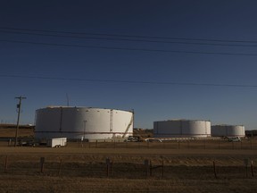 TC Energy Corp. oil storage tanks in Hardisty, Alberta.