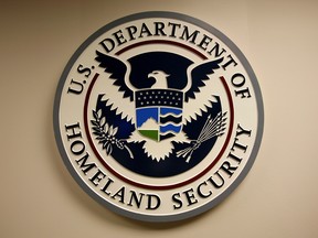 U.S. Department of Homeland Security emblem is pictured at the National Cybersecurity & Communications Integration Center (NCCIC) located just outside Washington in Arlington, Virginia September 24, 2010.