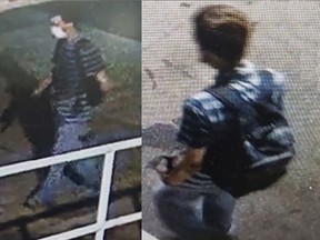 Images of a suspect in an arson incident in the 1600 block of McDougall Street in Windsor early Aug. 25, 2021.