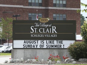 The Village at St. Clair long term care facility is shown on Wednesday, August 18, 2021. It is once again at the centre of a COVID-19 outbreak.