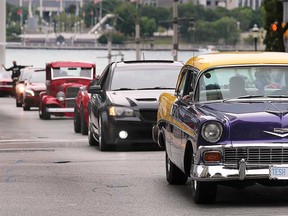 A scene from the Ouellette Car Cruise of August 2020 in downtown Windsor.