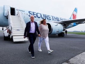 Canada's opposition Conservative party leader Erin O'Toole and wife Rebecca continue the election campaign tour in London, Ontario, Canada, September 17, 2021.