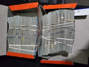 An image of undeclared cash seized by U.S. Customs and Border Protection at the Ambassador Bridge on Sept. 28, 2021.