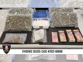 Windsor police seized fentanyl, cocaine, cannabis, and other drugs with a total estimated street value of $450,000 during raids at multiple residences on Tuesday, Sept. 21, 2021.