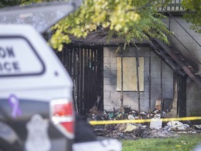 Windsor police investigate a suspicious fire on the 400 block of Aylmer Avenue, on Wednesday, Sept. 29, 2021.