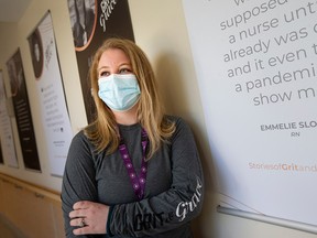 Emmelie Sloan, an RN at Hotel-Dieu Grace Healthcare and a participant in the Stories of Grit and Grace campaign, is pictured on the Tayfour Campus on Sept. 28, 2021.