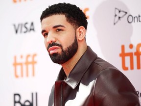Rapper Drake arrives on the red carpet for the film "The Carter Effect" at the Toronto International Film Festival, in Toronto, Sept. 9, 2017.