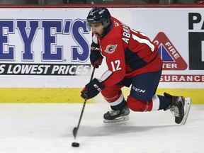 Rookie Ryan Abraham had the lone goal for the Windsor Spitfires' in an 8-1 exhibition road loss to the Hamilton Bulldogs on Friday.