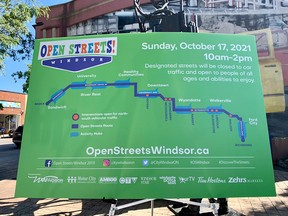 A map showing the car-free route for Open Streets Windsor 2021, photographed Sept. 29, 2021.