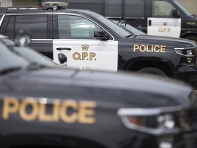 OPP vehicles are pictured at the Leamington OPP detachment on Aug. 6, 2017.