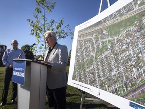 Ward 10 Coun. Jim Morrison and Mayor Drew Dilkens provide an update on park improvements in Ward 10 during a press event at Langlois parkette off South Pacific Avenue, on Thursday, Sept. 16, 2021.