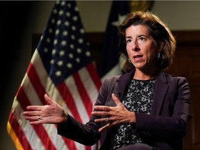 U.S. Commerce Secretary Gina Raimondo speaks during a Reuters interview at the Department of Commerce in Washington U.S., September 23, 2021.