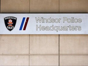 Windsor police headquarters sign.