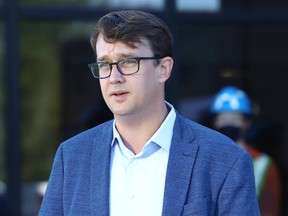 Monte McNaughton, minister of Labour, Training and Skills Development, at a funding announcement in Sudbury on August 13, 2021.