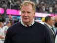 NFL commissioner Roger Goodell attends a Chargers home game in Los Angeles, Oct. 4, 2021.