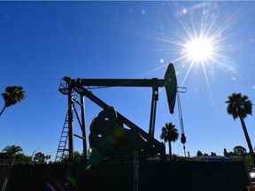 A pumpjack from energy company Signal Hill Petroleum is seen in Signal Hill, California, on Oct. 21, 2019.