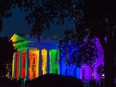 In this file photo taken on June 26, 2015, the White House is lit in pride colors in Washington, DC.