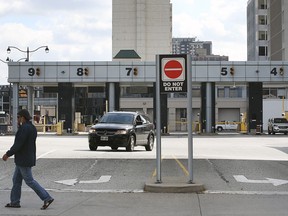 Vehicles are shown at the Detroit-Windsor Tunnel in Windsor on Wednesday, October 13, 2021.