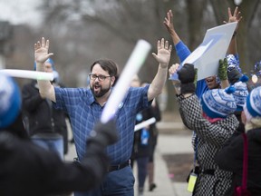 Executive director of the Downtown Mission, Ron Dunn, helps kick off the Coldest Night of the Year walk that got started outside the Mission, in this file photo from  February 23, 2019.