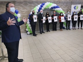 The Hospice of Windsor and Essex County concluded the 19th annual Face to Face Campaign recently and announced the total raised at a press conference on Tuesday, October 26, 2021. John Fairley, left, campaign founder speaks during the event.